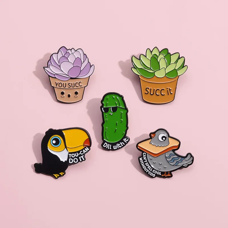 Мультяшная брошь в форме яйца огурца суккулента забавная металлическая