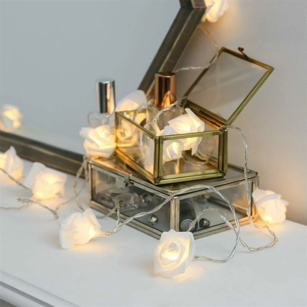 

Fairy Lights Rose Flower Fairy String Wire Lights Garland Battery Box Outdoor Lamp Wedding Party Christmes Tree Decoration