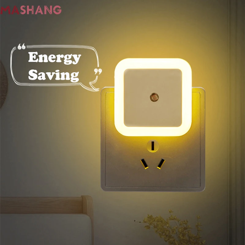 

Ночники для спальни с вилкой на стену ЕС/Великобритания/США, энергосберегающая лампа с автоматическим датчиком для кухни, коридора, лестницы, 110 В, 220 В, ночники