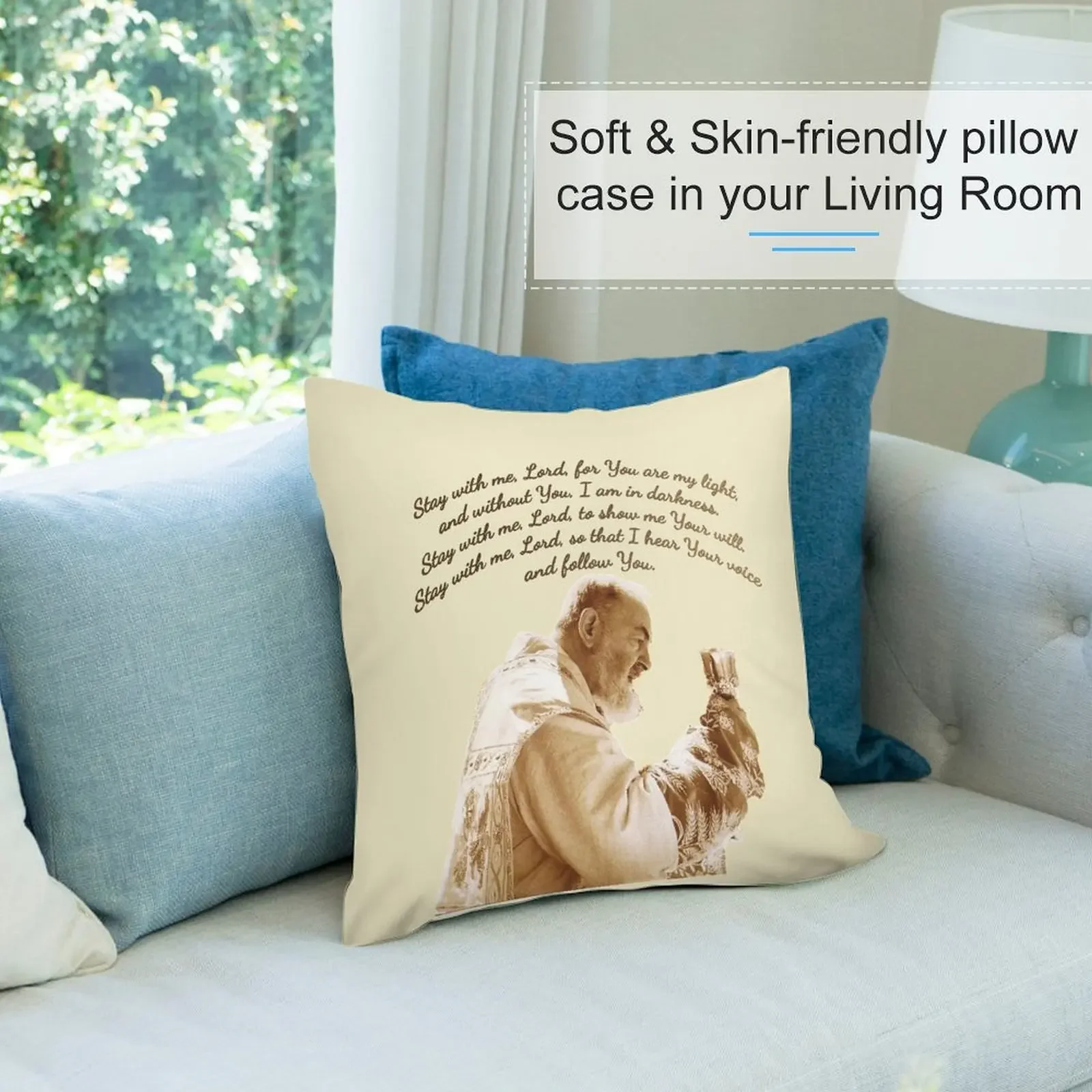 Падре Пейерелица Оставайся со мной Господь Декоративная подушка Рождественская