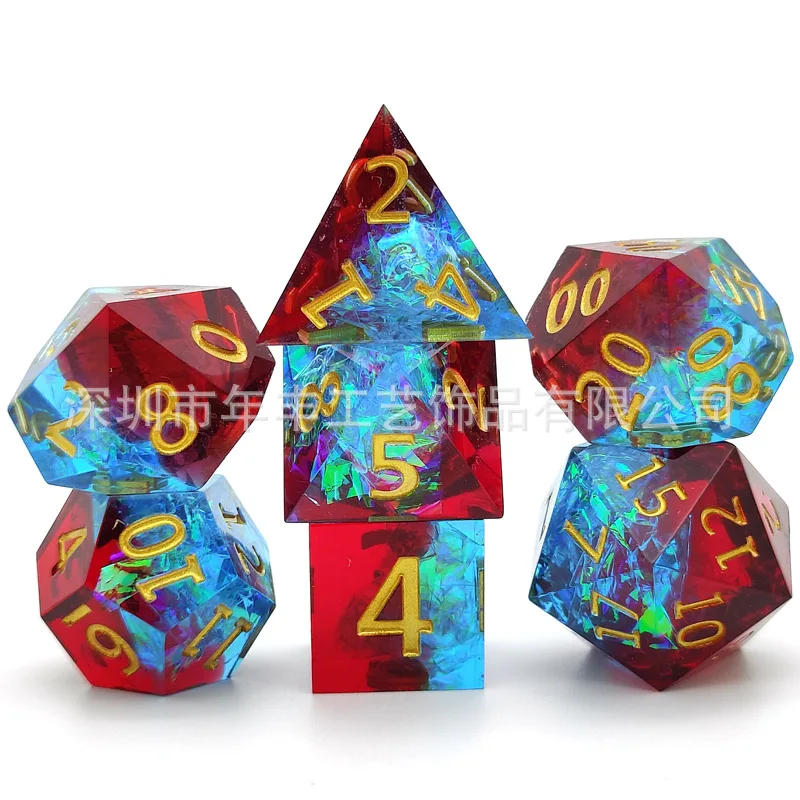 Трансграничные поставки смолы красные и синие острые игральные костиDNDDungeons and