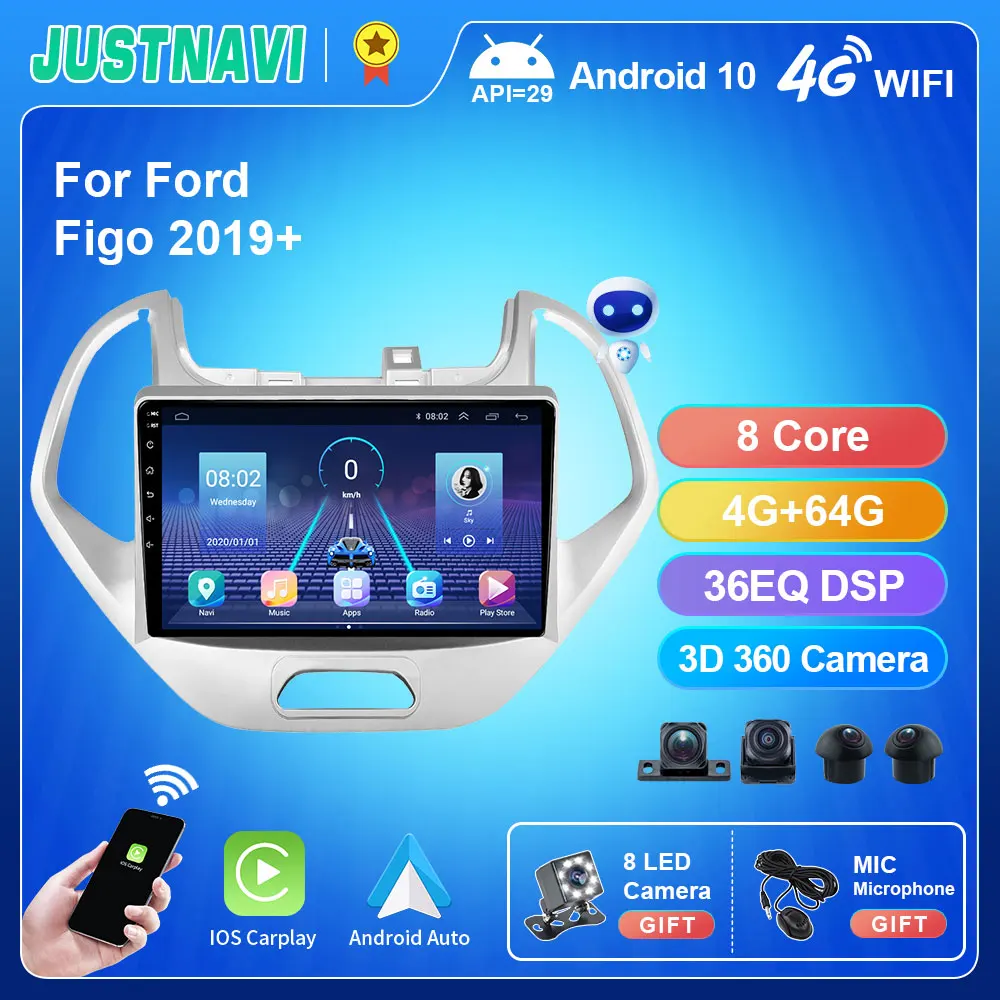 

Автомобильный радиоприемник JUSTNAVI 2DIN Android 2019 для Ford Figo 2020 + IPS стереоприемник автомобильное радио GPS навигация DSP Bluetooth плеер