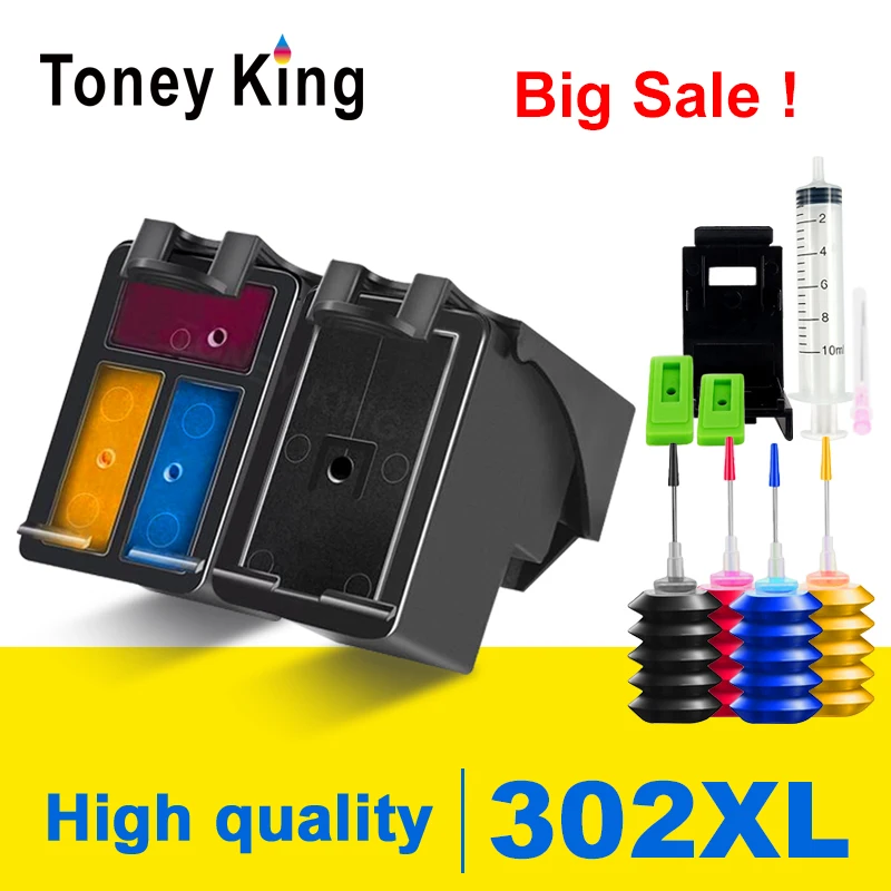 

TONEY KING 302XL Refill Ink Replacement For HP 302 For HP302 XL Ink Cartridge For HP Deskjet 1110 1111 1112 2130 2131 Printer
