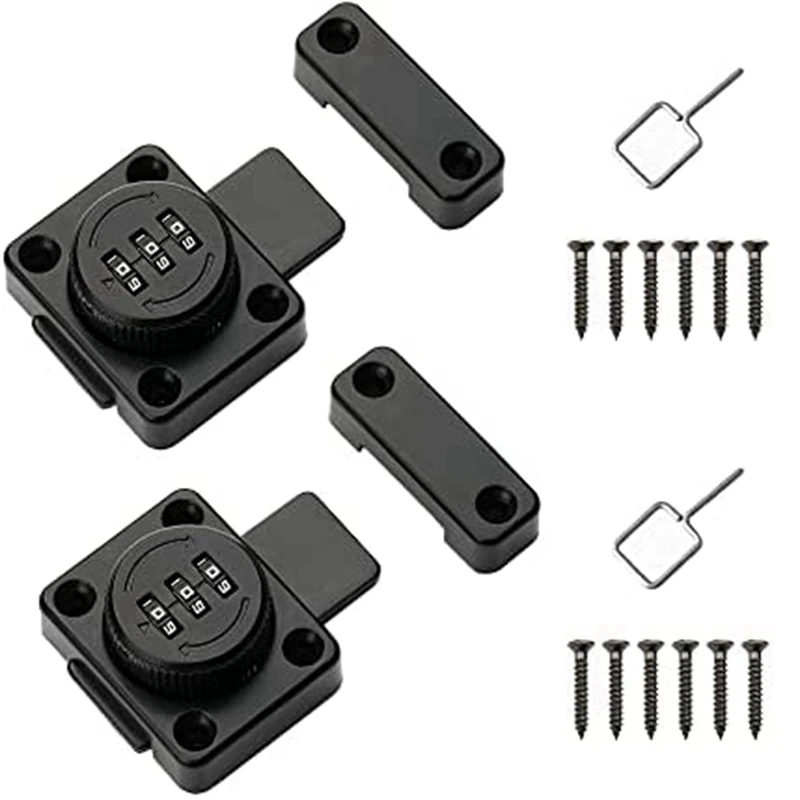 

2 Pack Cabinet Password Latch Keyless Cabinet Lock Black Cabinet Locks Zinc Alloy