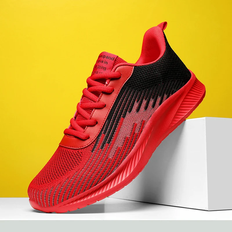 

Мужские вязаные кроссовки, повседневная Ультралегкая дышащая обувь для тенниса, нескользящая спортивная обувь для фитнеса и бега, большие размеры 47
