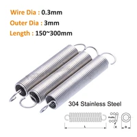 12pcs wire dia 0 3mm open hook tension coil extension stretching return toys spring 304 stainless steel od 3mm length 150300mm
