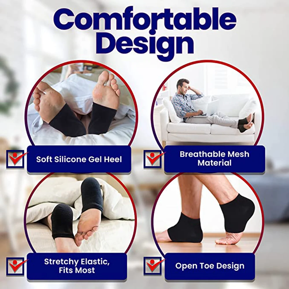 Silicone Moisturizing Heel Socks for Feet Dry Cracked Heel Spur Pain Relief Treatment Plantar Fasciitis Heel Protector Socks