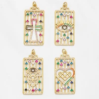 ocesrio new design copper hollow cross pendant gold plated handicraft fatima hand heart pendant collar jewelry making pdta774
