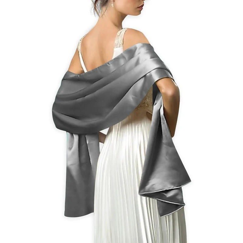 

16 Colors Shrugs for Women Evening Cape Dress Wraps Shawls 240*70cm Satin Long Formal Wedding Party Prom Wraps Ladies Bolero