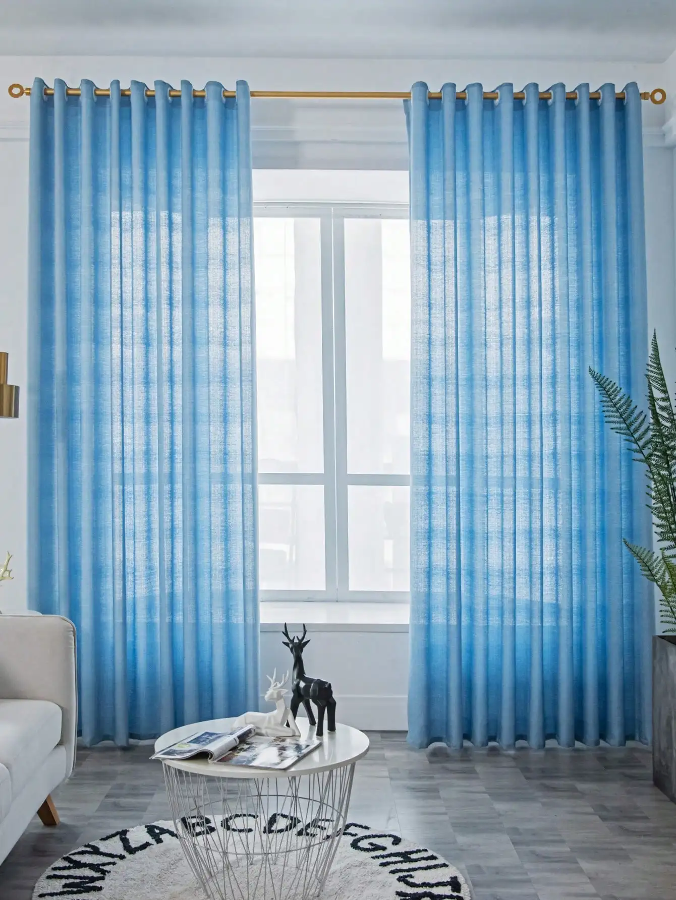 Ультра-мягкие Тонкие Градиентные Шторы Для Отелей Синяя Вуаль В Европейском