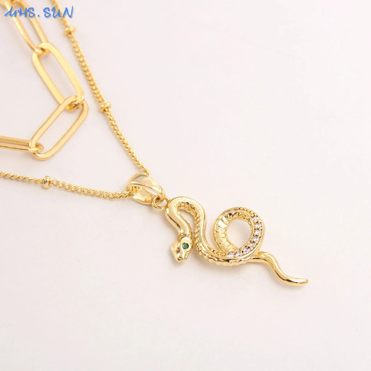 

SUNSLL CZ Zircon Snake Necklace Gold Color Animal Pendant Necklaces For Women Men Male Female Charm Stackable Jewelry Gift