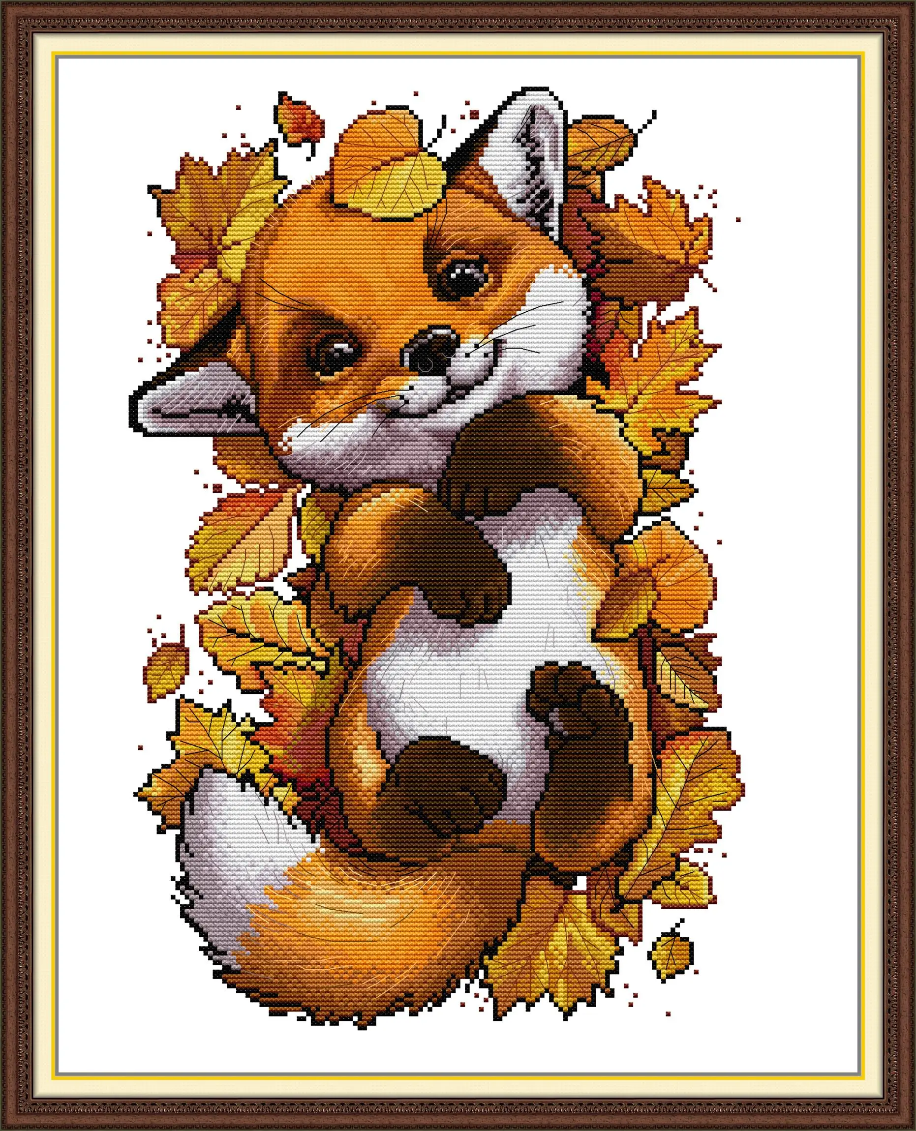 

Набор для вышивки крестиком Joy Sunday с предварительной печатью, «сделай сам», легкий узор, Набор для вышивки тканью с печатью Aida 14/11 карат, осенняя маленькая лисица