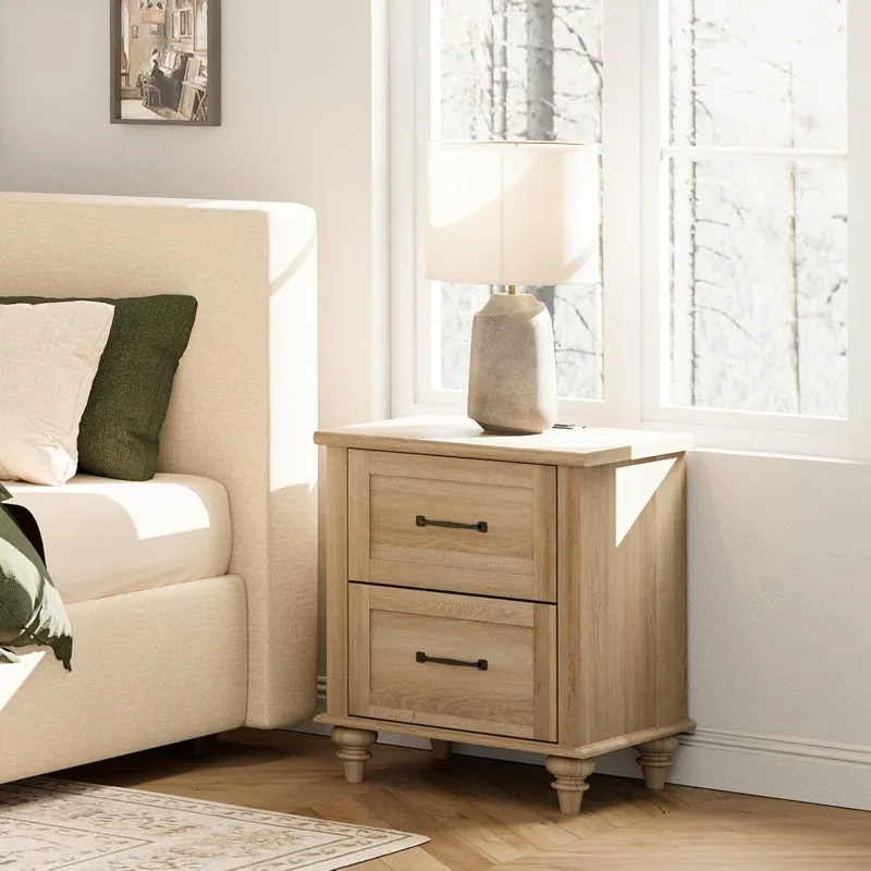 Набор зарядной станции из 2 шт. 20-дюймовая прикроватная тумбочка деревянные