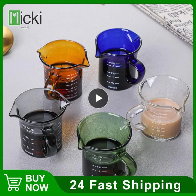 

Итальянская молочная чашка с двойным отверстием 70 мл, мерный стакан Прозрачная Стеклянная цветная стеклянная чашка для кофе чашка для молока