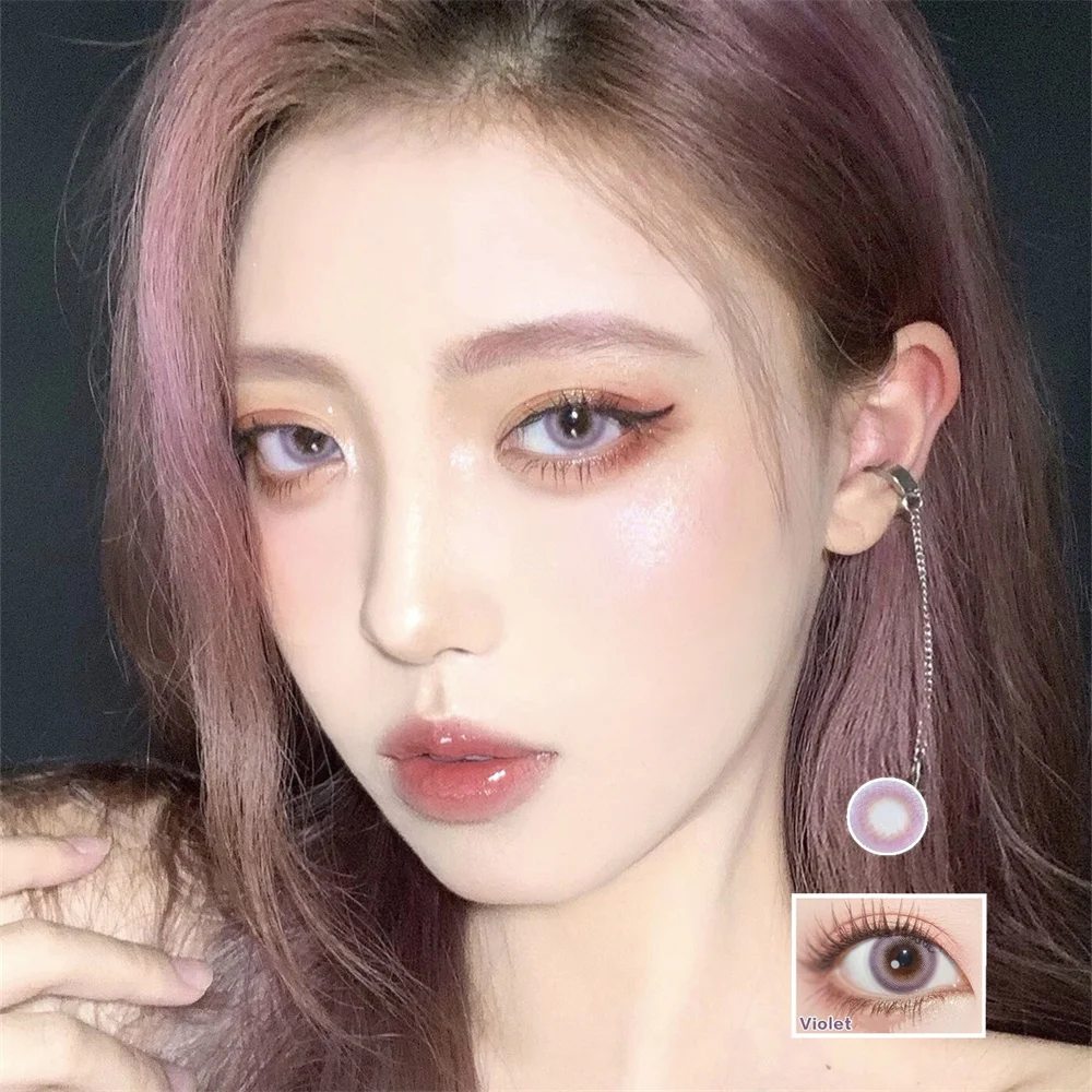 4D синие контактные линзы ежегодные цветные мягкие для глаз близорукости степень