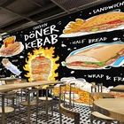 3D обои на заказ с изображением американского фаст-фуда, курица, Донер, кебаб, закуска, ресторан, промышленный декор, фон для стен