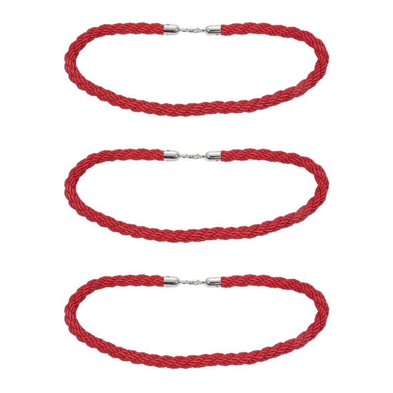 

3X Quality 1.5M Long Twisted Queue Barrier Rope Red For Posts Stands