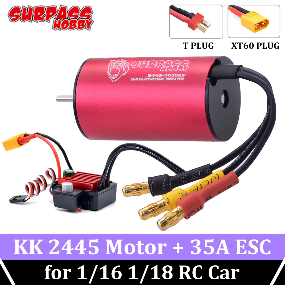 SURPASS HOBBY 2445 3000KV 3600KV 5400KV бесщеточный мотор водонепроницаемый 35A ESC 2S для 1/16 1/18 RC Wltoys