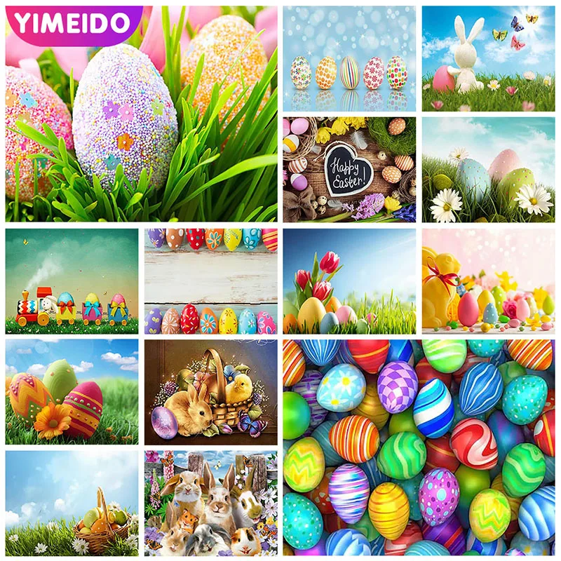 YIMEIDO 5D DIY набор для алмазной живописи на Пасху с кроликом на молнии, красной яйцом и бабочками с камнями Ринестон для украшения дома.