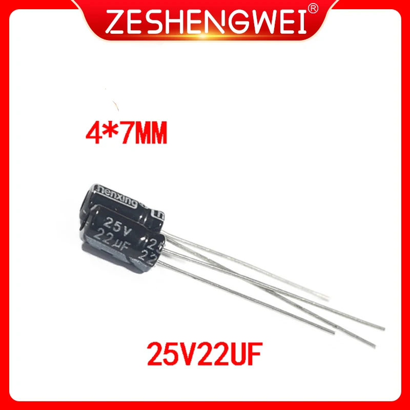 

50PCS Higt quality 25V 22UF 4*7mm 22UF 25V 4*7 Electrolytic capacitor In Stock