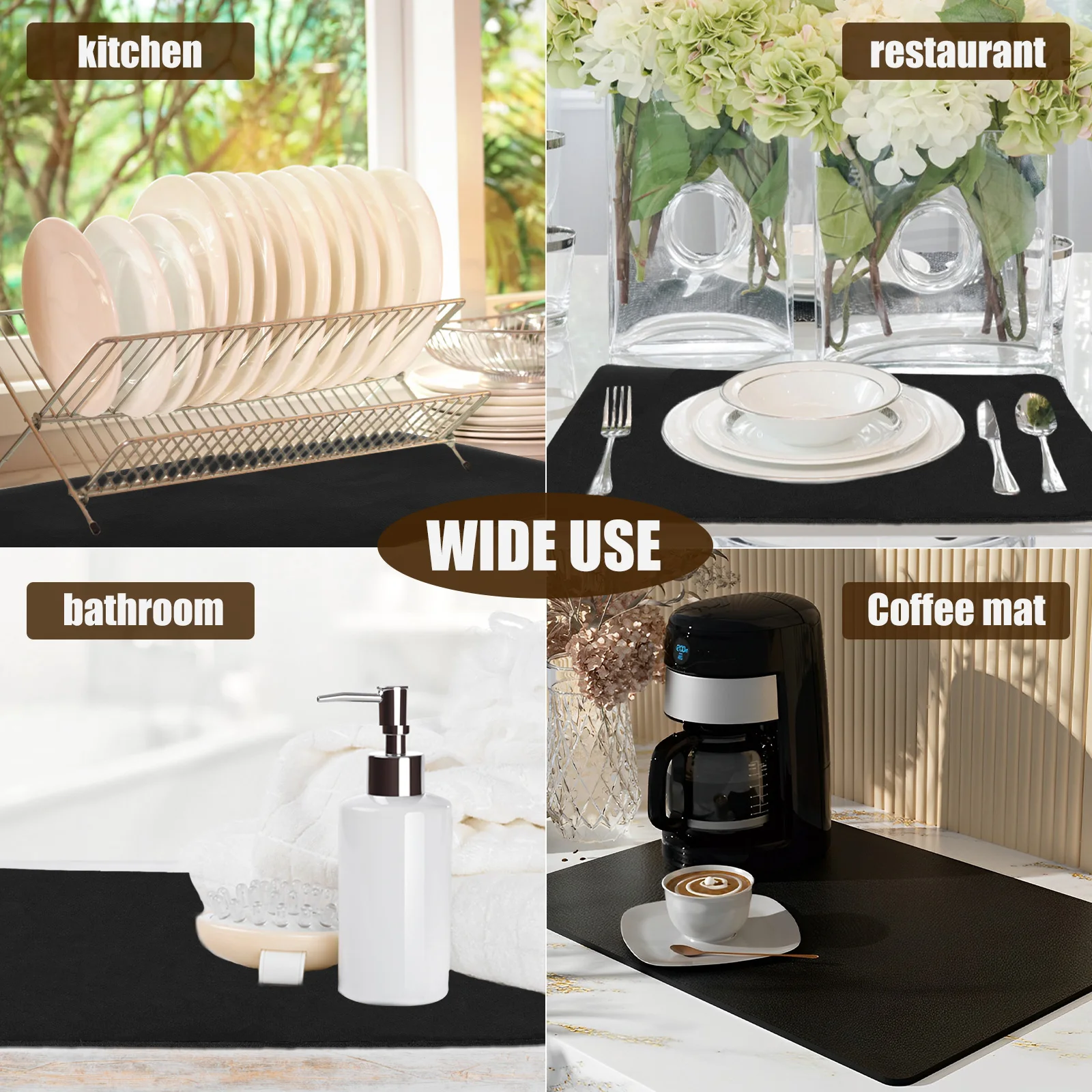 Впитывающий кофейный коврик скрывающий пятна Резиновая подложка коврики для