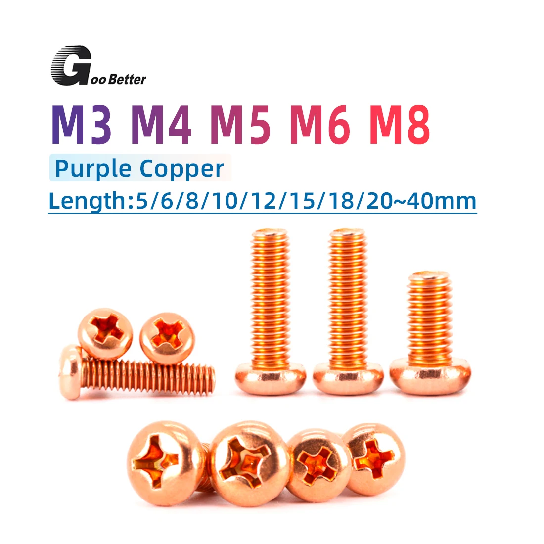 Медные крестовые винты GooBetter M3m4m5m6