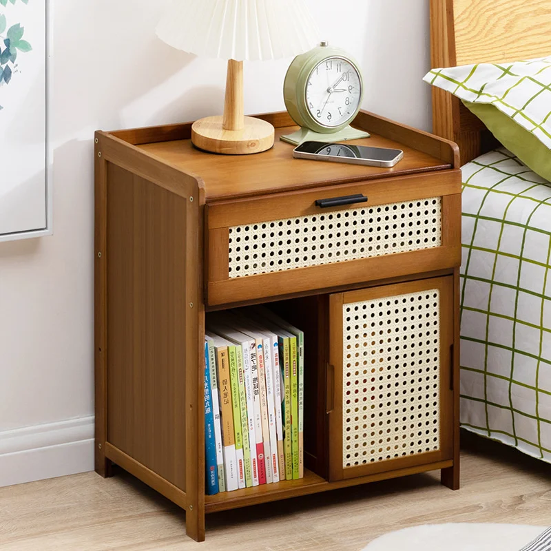 

Drawer Design Narrow Table Console Nordic Mini Bedside Table Mesh Breathable Coffee Table Two-way Sliding Door Bedroom Furniture