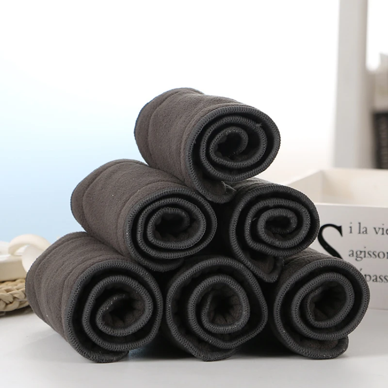 

Bamboo Charcoal Baby Nappy Inserts 2Layers microfiber+2 Layers Microfiber Diaper Liner New Born Baby Items Diapers Inserts