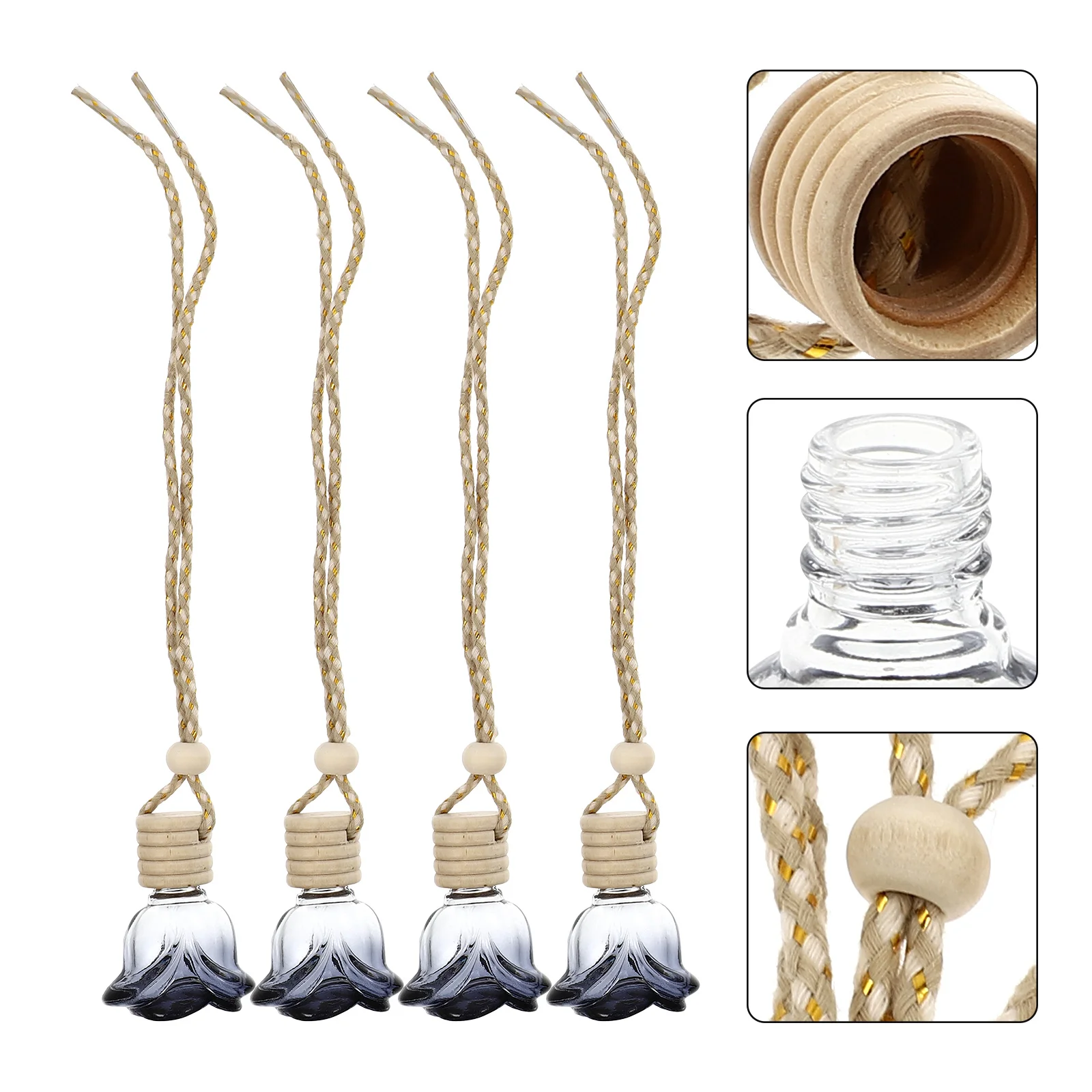 

4 Pcs Decorative Car Perfume Glass Bottle Pendants In-car Fragrance Diffusers