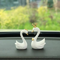 love swan car center console decoration white swan auto interior dashboard accessories creative ornament for girls