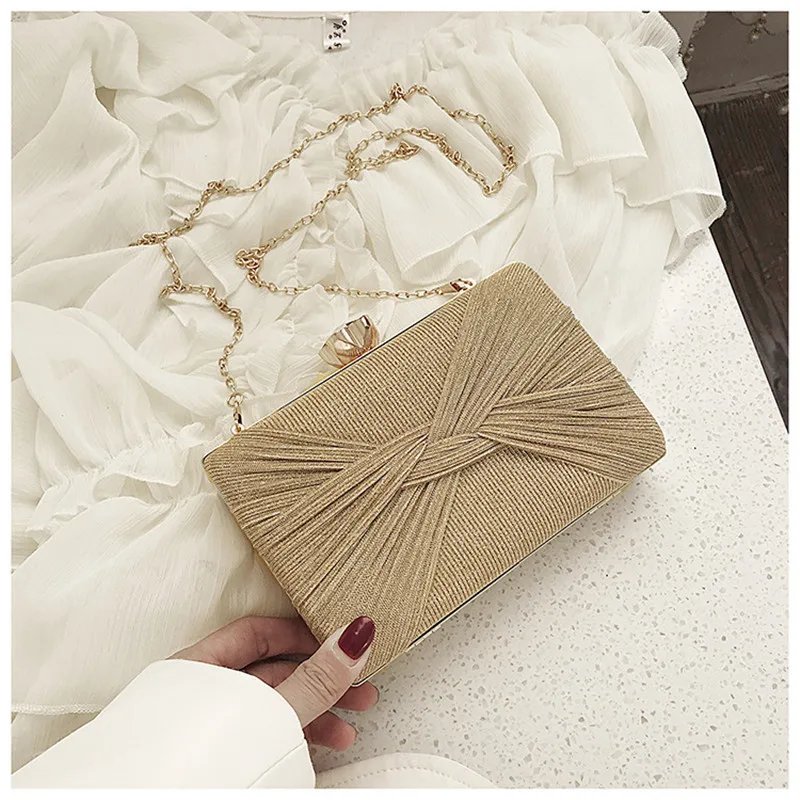 

2023 Bling Bow Evening Clutch Bags Silk Wedding Clutch Wallets With Chain Party Banquet Purse For Ladies Drop Shipping MN1677