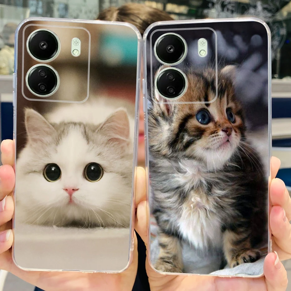 Чехол для Xiaomi Redmi 13C 4G чехол с рисунком милого кота прозрачный силиконовый мягкий
