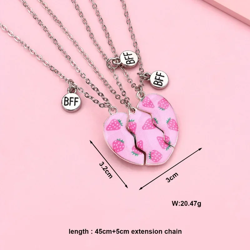 Elviragirl 3 шт./компл. кулон из сплава с клубничным принтом ожерелье лучшего друга для