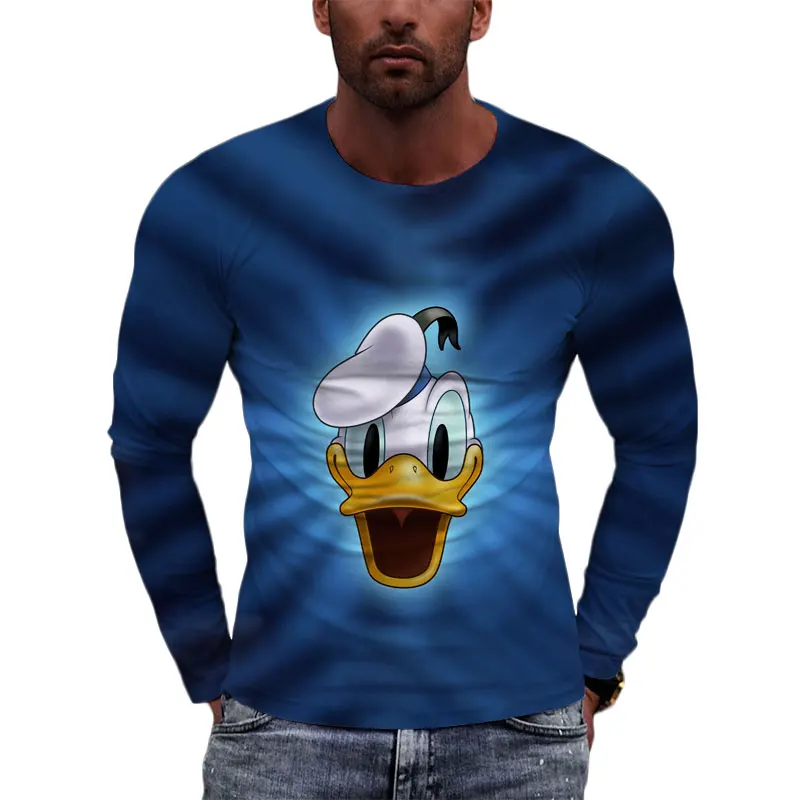 

Футболка женская с длинным рукавом, повседневная одежда большого размера с принтом Дональда Дак, из мультфильма Disney, одежда в стиле кэжуал, ...