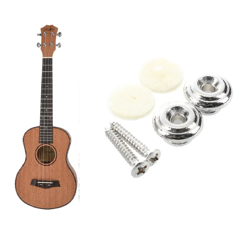 

Quality 2Pcs Strap Button With Mounting Screw For Guitar Mandolin---Silver With Tenor Acoustic Electric Ukulele