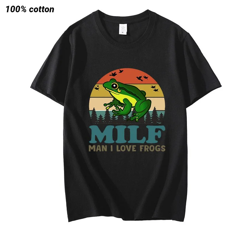 

MILF Man I Love Frogs Funny Saying Frog Amphibian Lovers Vintage Funny Unisex T-Shirt Mens Shirt Short Sleeve Cotton Tee Shirt
