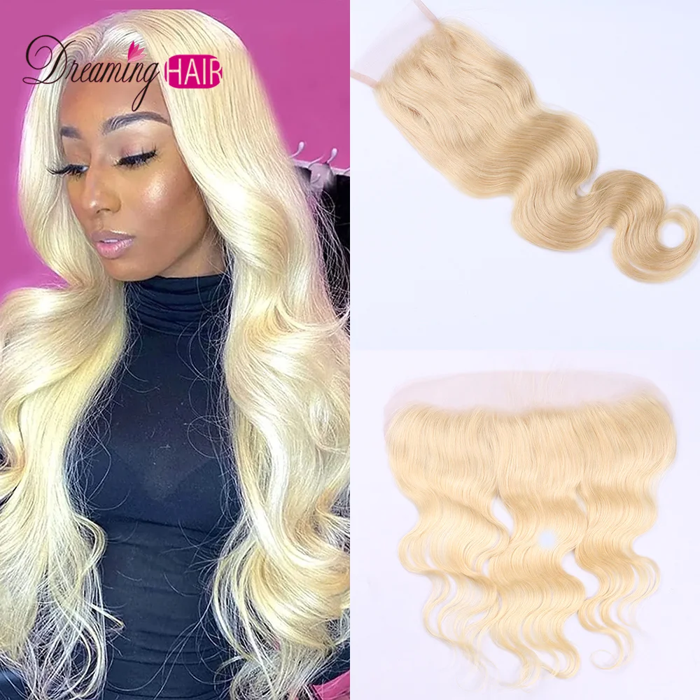 

613 Blonde Body Wave 5x5 HD Lace Closure 13x4 Lace Frontal Human Hair Melt All Skins Free Part Human Remy Sale