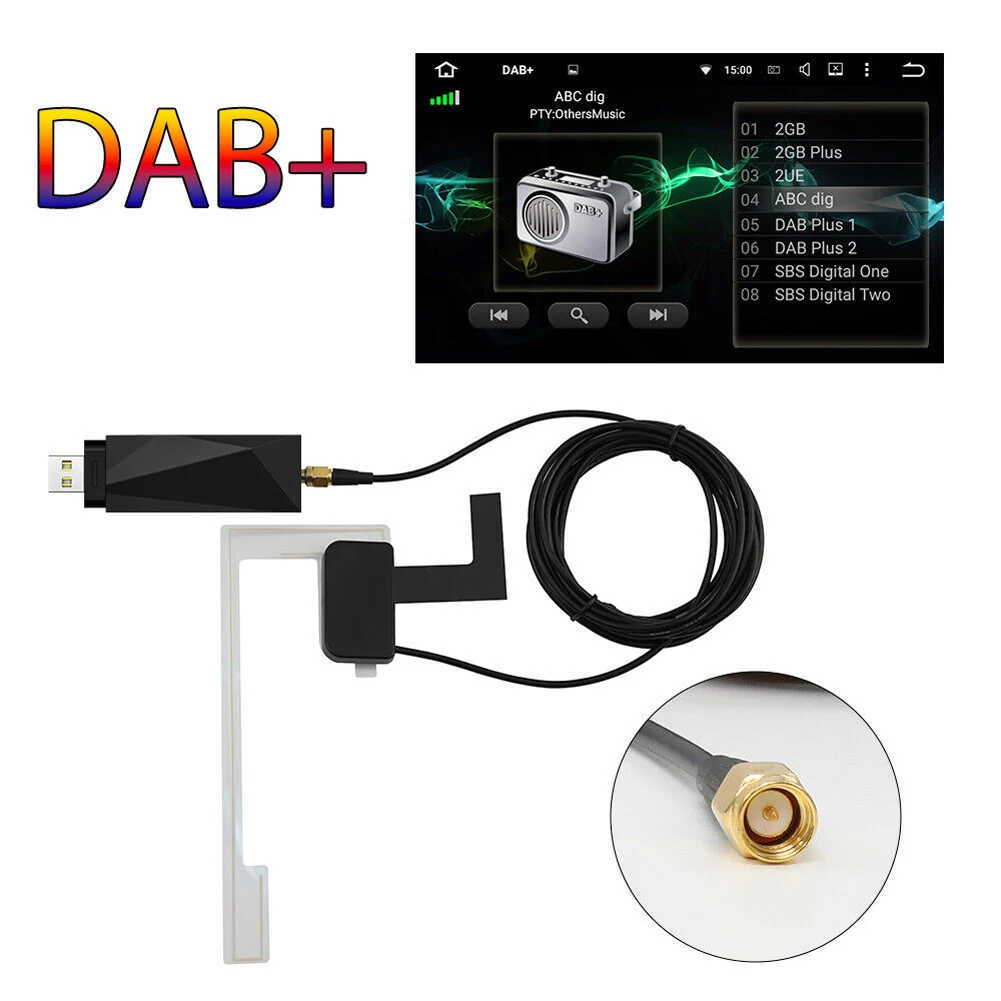 

External DAB Radio Receiver In Car Digital Antenna DAB+ Adapter Aux Tuner Box Audio USB Amplified Loop Android Decoding Radios