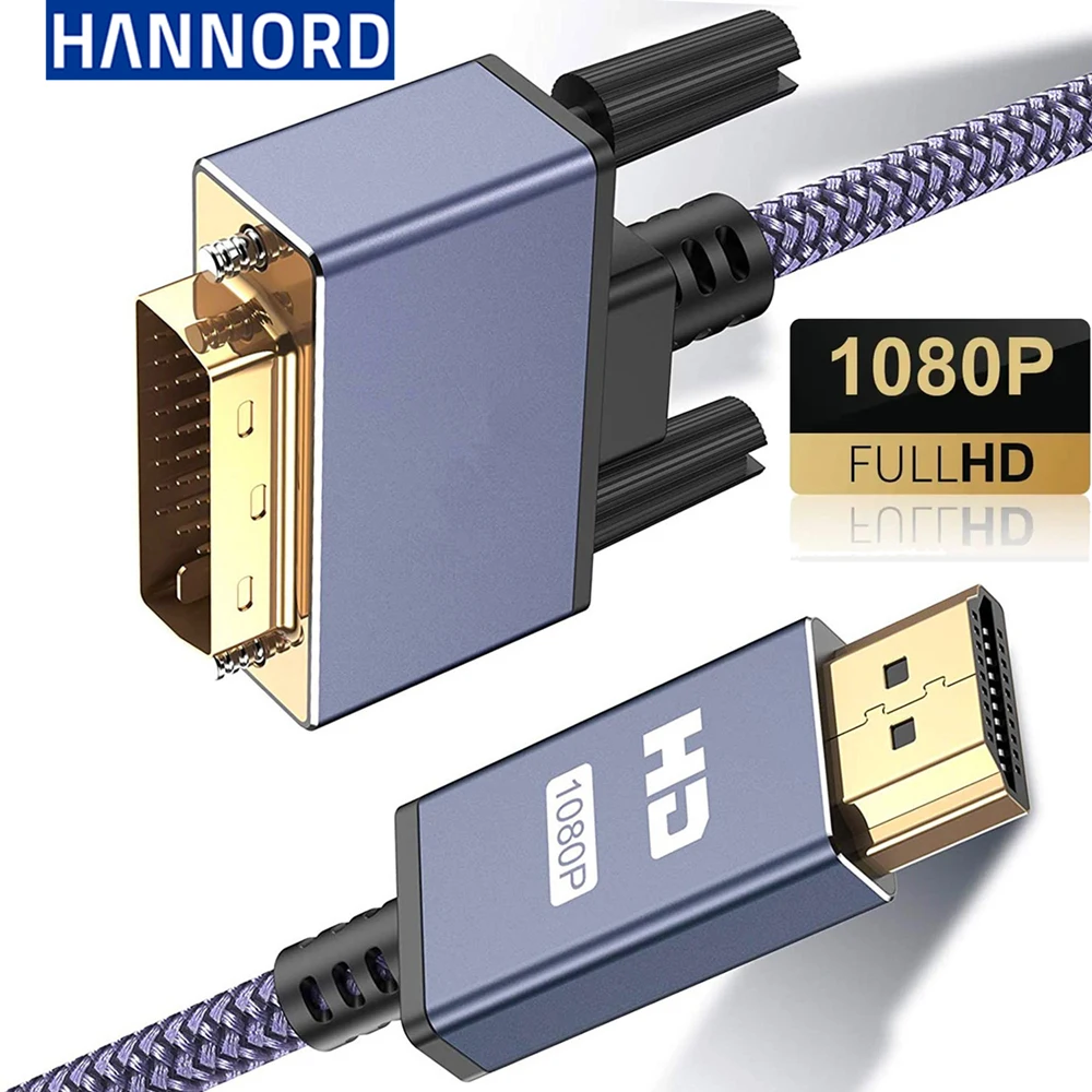Hannord 1080P HDMI-совместимый к DVI кабель адаптер преобразователь видео аудио штекер к штекеру высокоскоростной кабель для монитора ноутбука