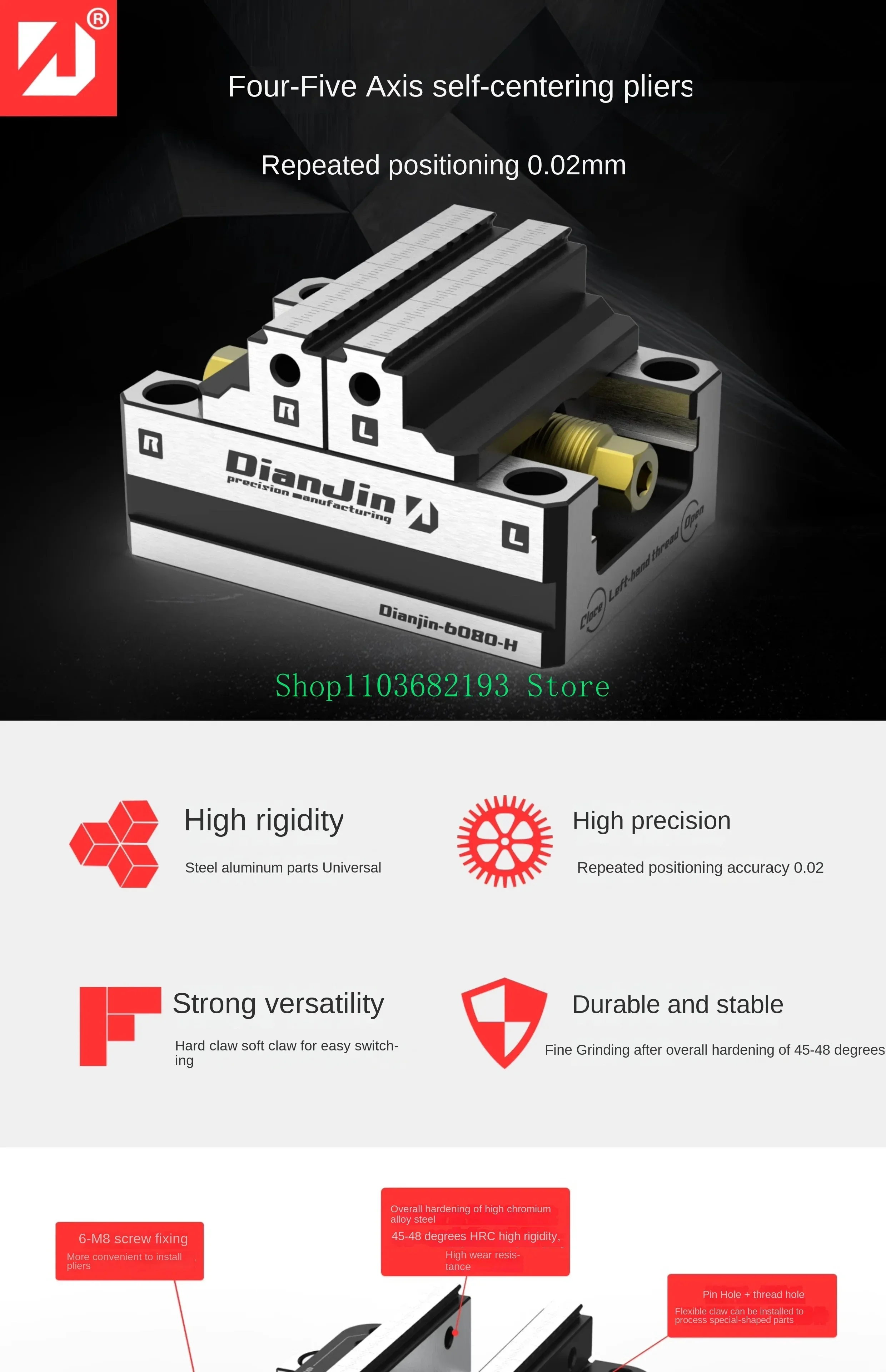 4-5-осевой Самоцентрирующийся зажим два дюйма 3 4 5 6 7 8 дюймов