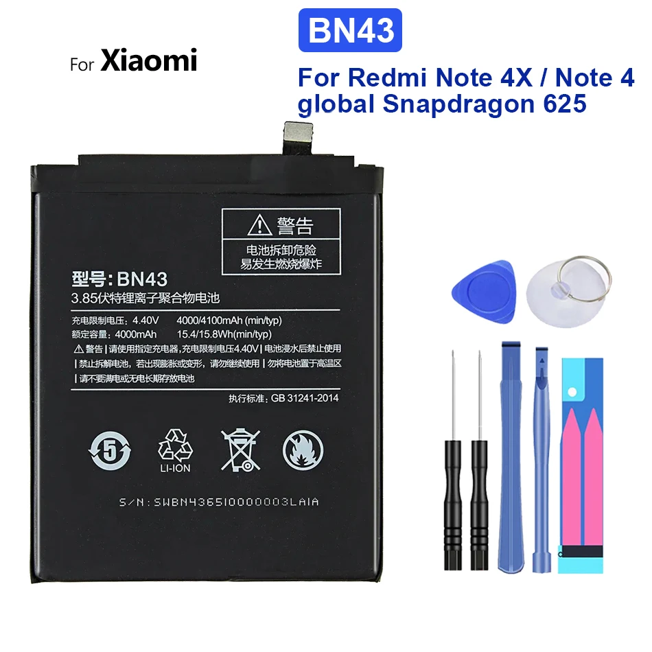 BN 41 4000 мАч BN43 для Xiaomi Redmi Note 4X/Note 4 Global Snapdragon 625 Xiao Mi 4X 4/Note MTK Helio X20