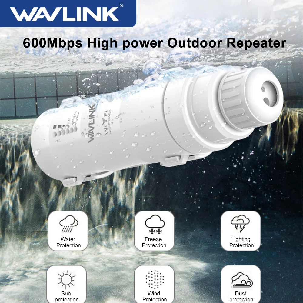 Wavlink AC600 yüksek güç dış mekan WIFI yönlendirici/erişim noktası/CPE kablosuz wifi tekrarlayıcı çift Dand 2.4/5Ghz 2 x7dbi anten POE