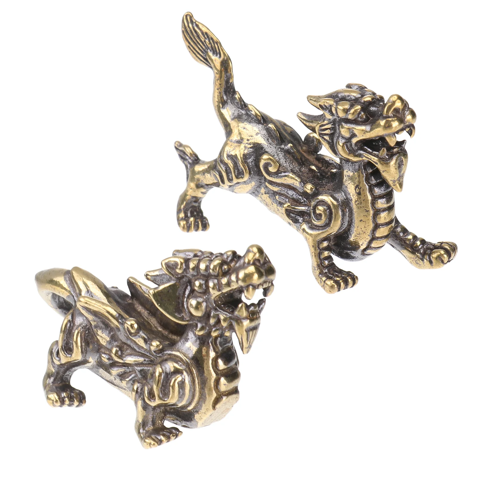 

Statue Sculpture Kylin Qilin Figurine Desktop Brass Good Pi Yao Ornament Statues Dashboard Decor Shui Feng Gift Year Bi New Car