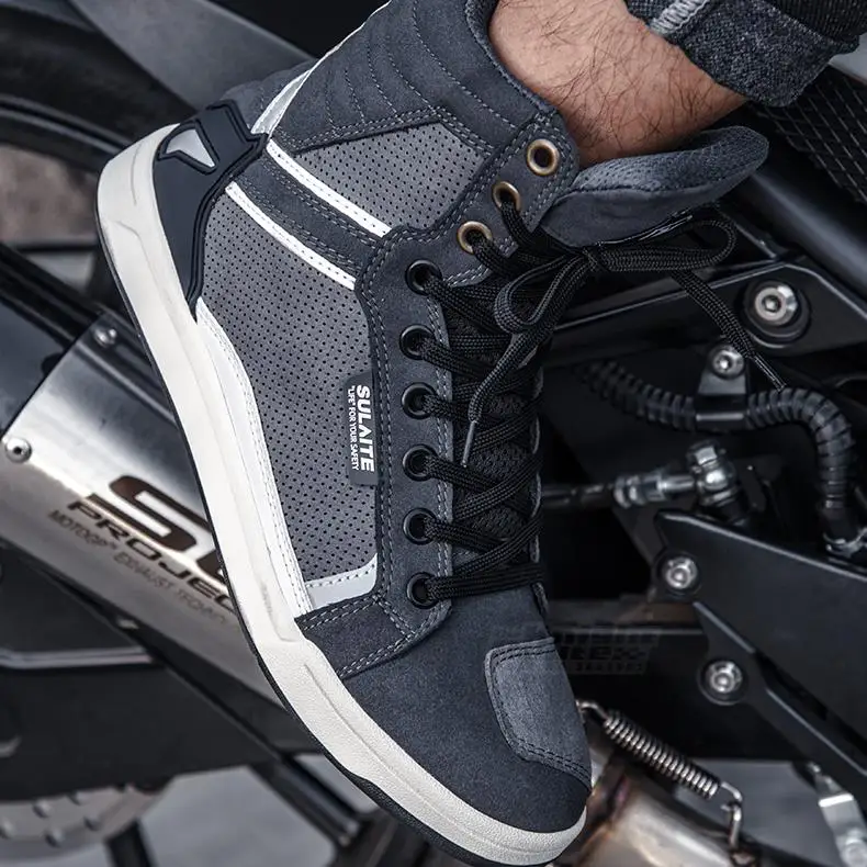 Мотоциклетные ботинки мотоциклетные дышащие серые для верховой езды байкерские