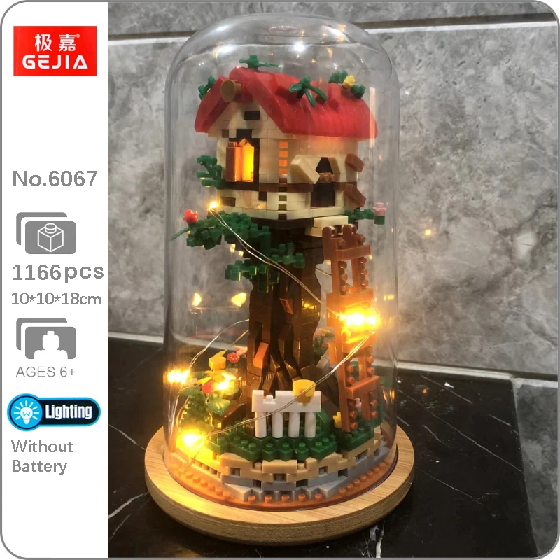 Gejia 6067 романтический дом с деревом, лес, сад, светодиодный дисплей, фотография, бриллиантовые мини-блоки, кирпичи, строительные игрушки для детей в коробке