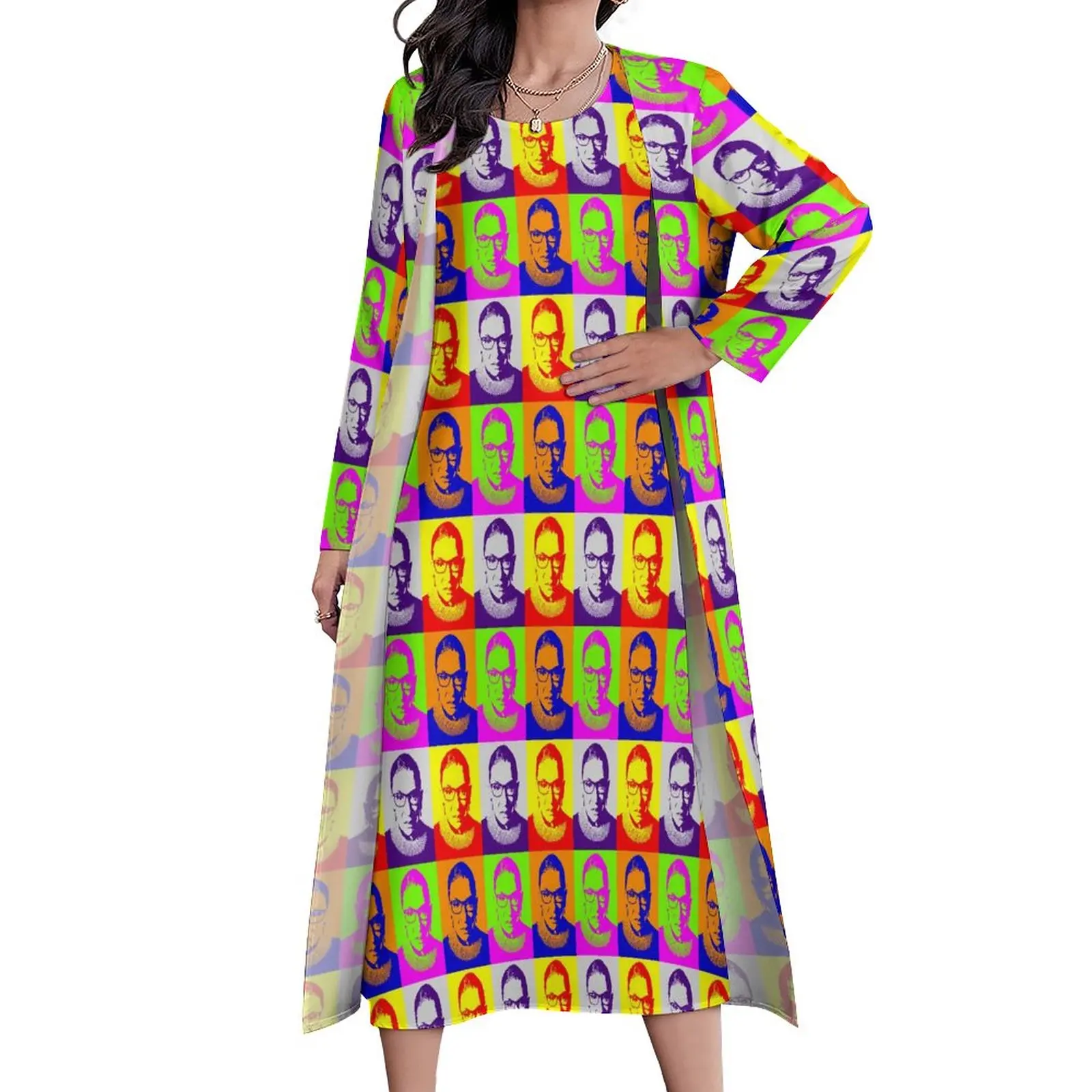 

Womens Rights Dress Pop Art Portrait Modern Maxi Dress Fashion Bohemia Long Dresses Womens Two Piece Pattern Big Size Vestido