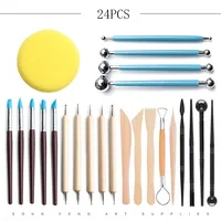 Pottery Tools 24 Piece Set Pottery  Sculpture Carving Knife Clay Sponge Pill Stick Silicone DIY Point Drill Pen