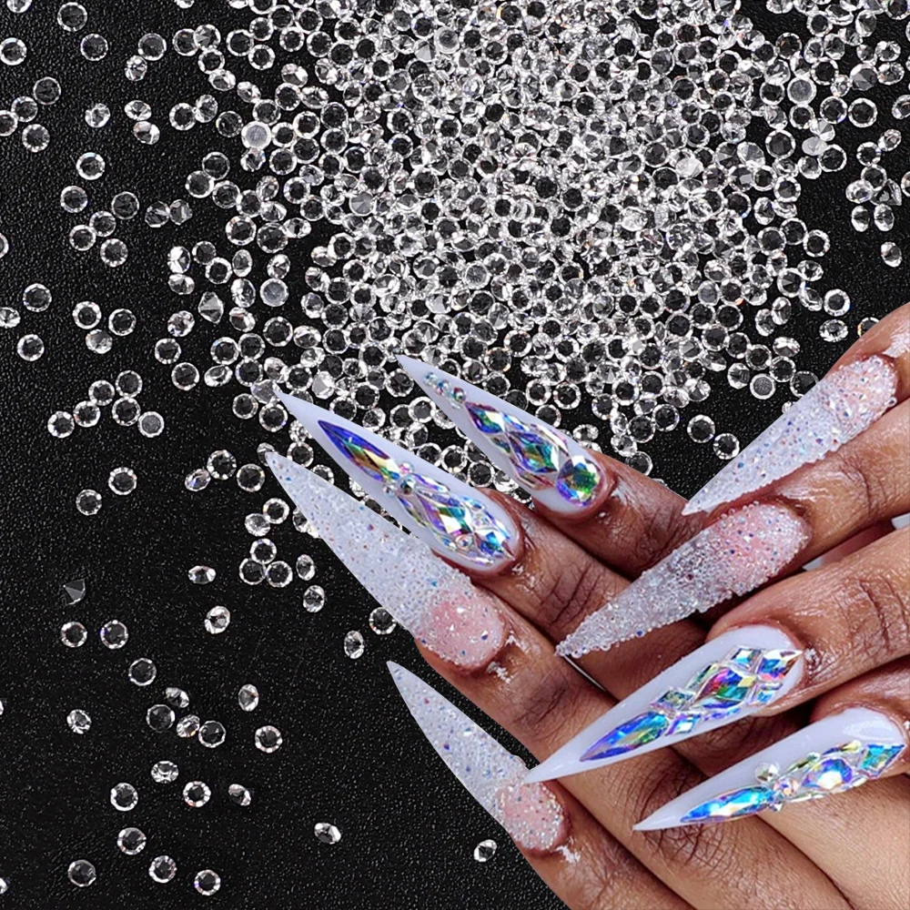 

1,1 мм прозрачные кристаллы для дизайна ногтей Стразы AB 3D с плоской задней стороной, блестящие бриллианты, бриллианты, украшения для творчества, 1440 шт./упаковка