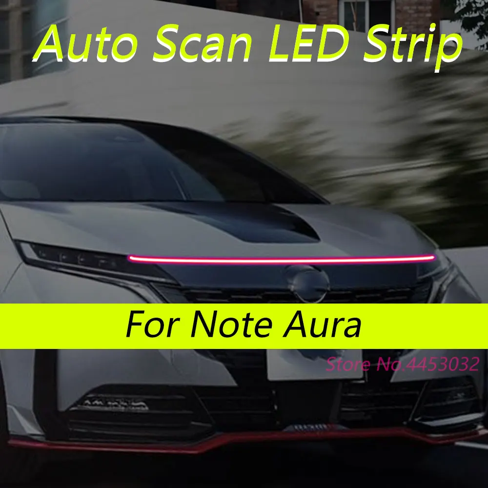Фото Светодиодные ленты DRL с автоматическим сканированием и запуском для Nissan Note Aura 2021-2025, автомобильный капот, гибкие фары, приветственный свет, 59 дюймов №3