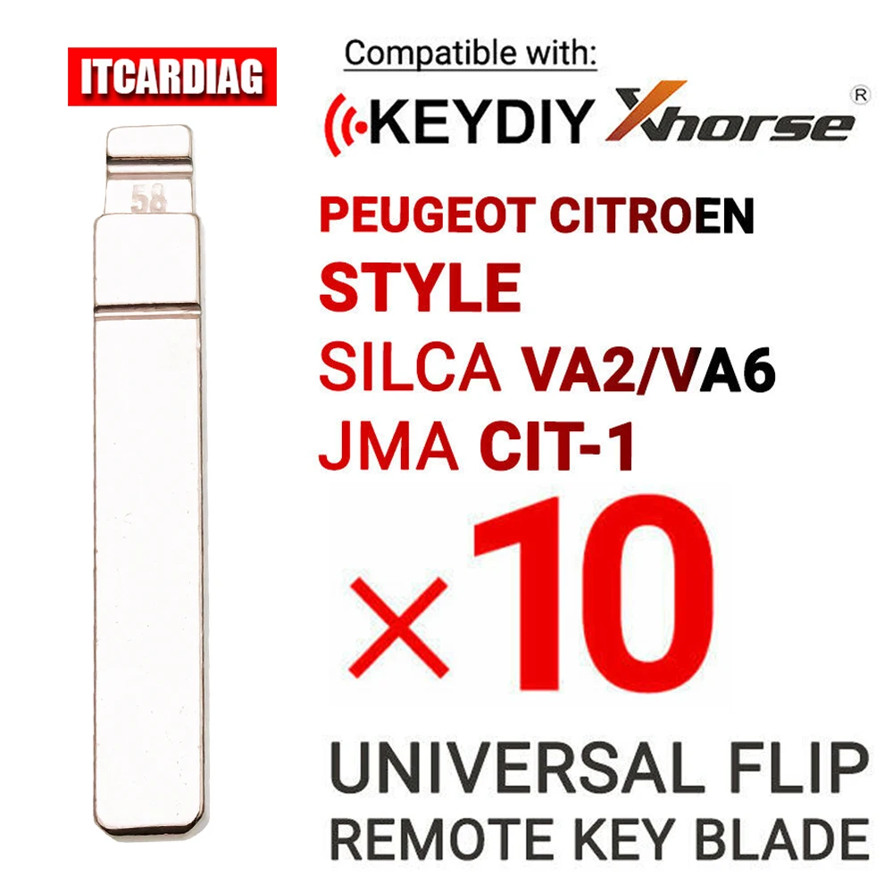 

10Pcs/Lot 58# VA2 Metal Uncut Blank Flip Remote Key Blade For Peugeot Citroen Renault for keydiy KD xhorse VVDI JMD